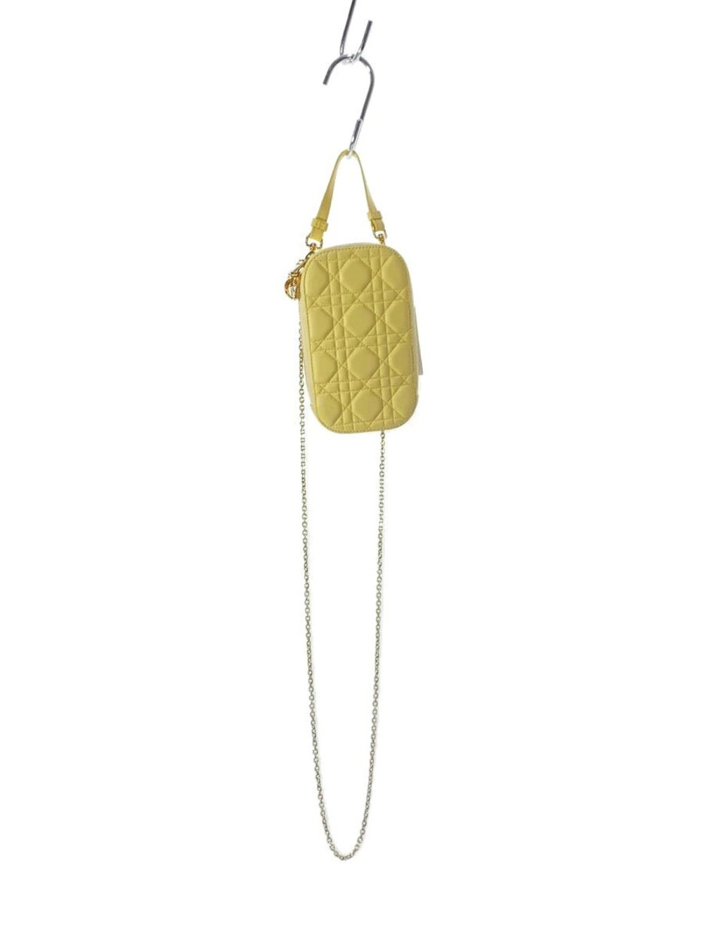 Christian Dior Shoulder Bag Phone Holder Leather Yellow